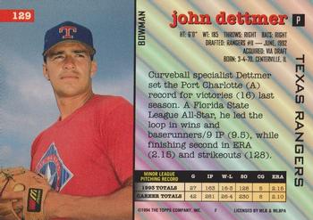 1994 Bowman #129 John Dettmer Back