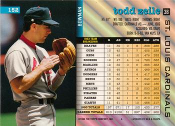 1994 Bowman #152 Todd Zeile Back