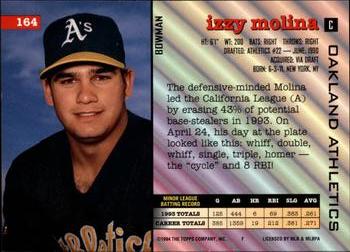 1994 Bowman #164 Izzy Molina Back