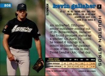 1994 Bowman #202 Kevin Gallaher Back