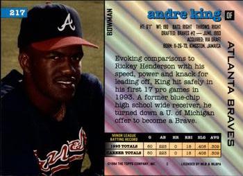 1994 Bowman #217 Andre King Back