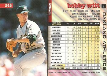 1994 Bowman #248 Bobby Witt Back