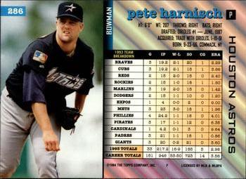 1994 Bowman #286 Pete Harnisch Back