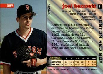 1994 Bowman #287 Joel Bennett Back