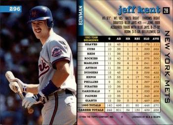 1994 Bowman #296 Jeff Kent Back
