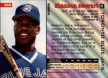 1994 Bowman #309 Shannon Stewart Back