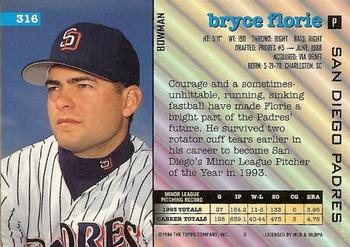 1994 Bowman #316 Bryce Florie Back
