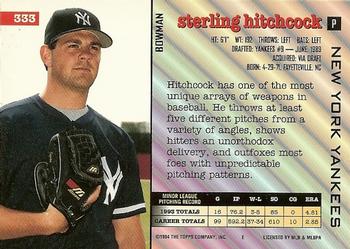 1994 Bowman #333 Sterling Hitchcock Back