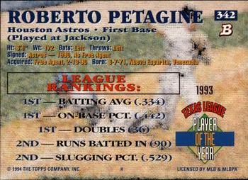 1994 Bowman #342 Roberto Petagine Back