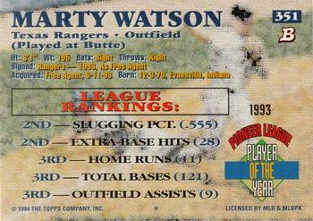 1994 Bowman #351 Marty Watson Back