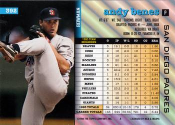 1994 Bowman #392 Andy Benes Back