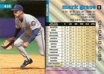 1994 Bowman #410 Mark Grace Back