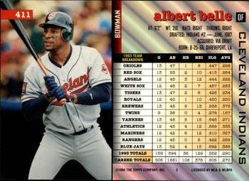 1994 Bowman #411 Albert Belle Back