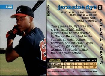 1994 Bowman #433 Jermaine Dye Back