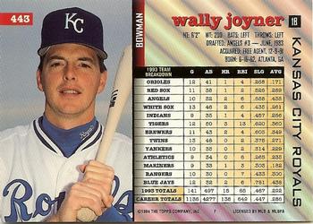 1994 Bowman #443 Wally Joyner Back