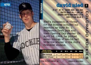 1994 Bowman #470 David Nied Back