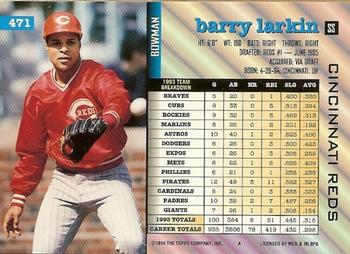 1994 Bowman #471 Barry Larkin Back