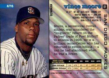 1994 Bowman #476 Vince Moore Back