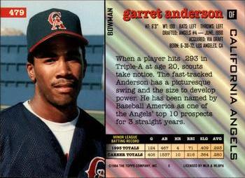 1994 Bowman #479 Garret Anderson Back