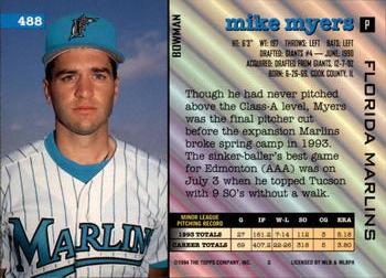 1994 Bowman #488 Mike Myers Back