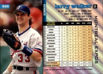 1994 Bowman #500 Larry Walker Back