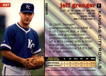 1994 Bowman #527 Jeff Granger Back