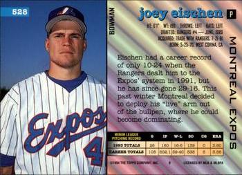 1994 Bowman #528 Joey Eischen Back