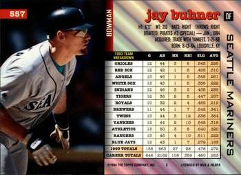 1994 Bowman #557 Jay Buhner Back