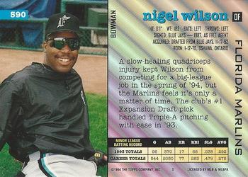 1994 Bowman #590 Nigel Wilson Back