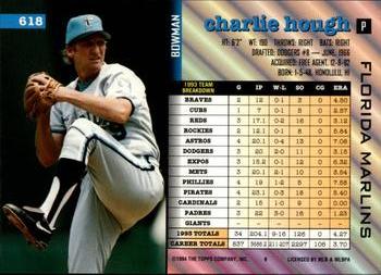 1994 Bowman #618 Charlie Hough Back