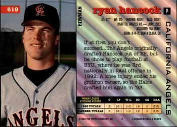 1994 Bowman #619 Ryan Hancock Back