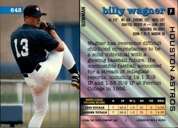 1994 Bowman #642 Billy Wagner Back