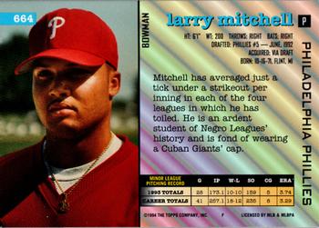 1994 Bowman #664 Larry Mitchell Back