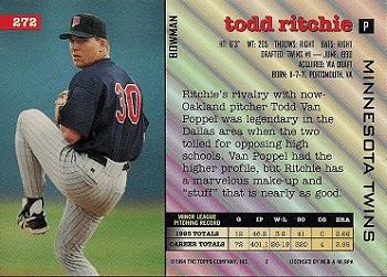 1994 Bowman #272 Todd Ritchie Back