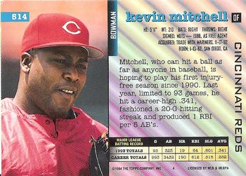 1994 Bowman #514 Kevin Mitchell Back