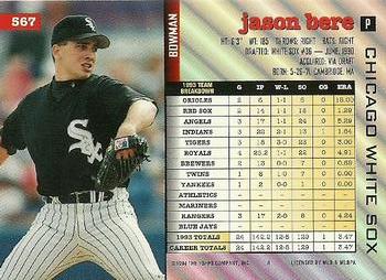1994 Bowman #567 Jason Bere Back