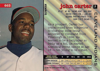 1994 Bowman #663 John Carter Back