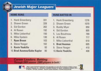 2010 Jewish Major Leaguers #NNO Career Leaders: Batting Back