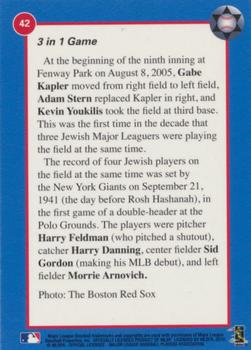 2010 Jewish Major Leaguers #42 Gabe Kapler / Adam Stern / Kevin Youkilis Back