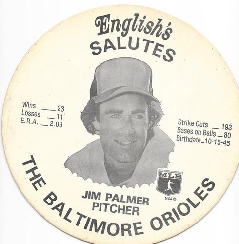 1976 English's Chicken Baltimore Orioles Lids (Large) #NNO Jim Palmer Front
