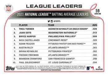 2022 Topps - All-Star Game Stamped #59 NL Batting Average Leaders (Trea Turner / Juan Soto / Bryce Harper) Back