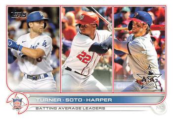 2022 Topps - All-Star Game Stamped #59 NL Batting Average Leaders (Trea Turner / Juan Soto / Bryce Harper) Front