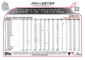 2022 Topps - All-Star Game Stamped #213 Jon Lester  Back