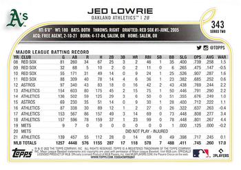 2022 Topps - All-Star Game Stamped #343 Jed Lowrie Back