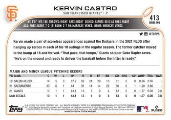 2022 Topps - All-Star Game Stamped #413 Kervin Castro Back