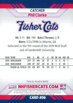 2022 Choice New Hampshire Fisher Cats #6 Phil Clarke Back