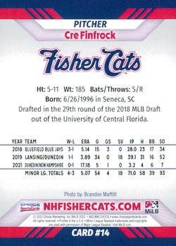 2022 Choice New Hampshire Fisher Cats #14 Cre Finfrock Back