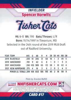 2022 Choice New Hampshire Fisher Cats #17 Spencer Horwitz Back