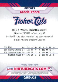 2022 Choice New Hampshire Fisher Cats #25 Gabriel Ponce Back
