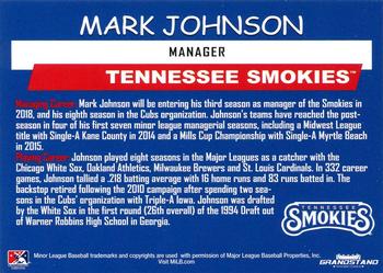 2018 Grandstand Tennessee Smokies #NNO Mark Johnson Back